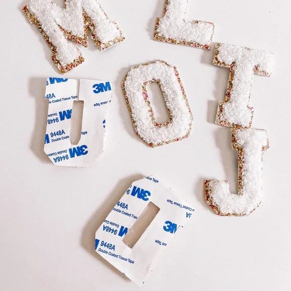 Purple Monogram Gold Glitter Chenille Letter Patch - Picture 3 of 6